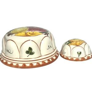 Italian Ceramiche ABC Bassano Hand Painted 7.25" & 2" Floral Molds-Set of 2